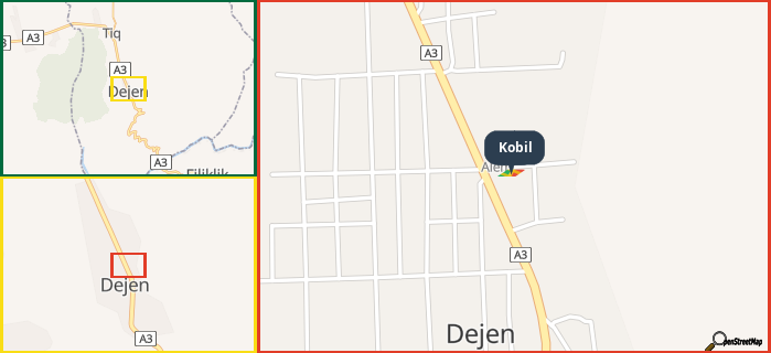 Map showing the address of Kobil in three different zoom levels.
