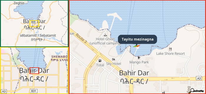 Map showing the address of Tayitu mezinagna in three different zoom levels.