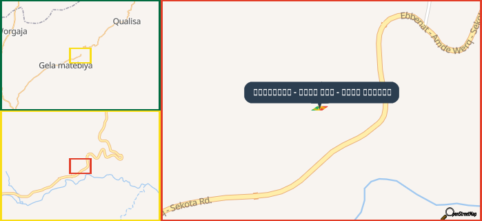 Map showing the address of إيبّينات - أمدي ورك - طريق سيكوتا in three different zoom levels.