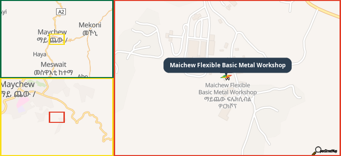 Map showing the address of Maichew Flexible Basic Metal Workshop in three different zoom levels.