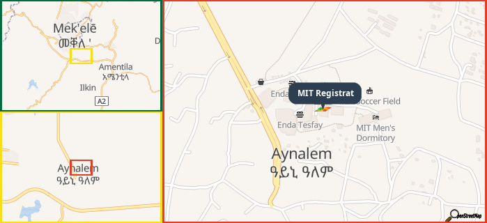 Map showing the address of MIT Registrat in three different zoom levels.