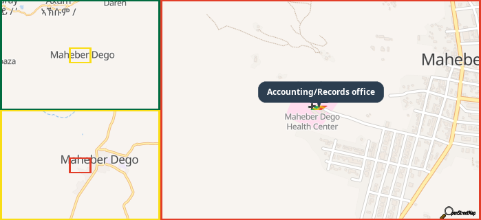 Map showing the address of Accounting/Records office in three different zoom levels.