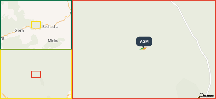 Map showing the address of AGM in three different zoom levels.