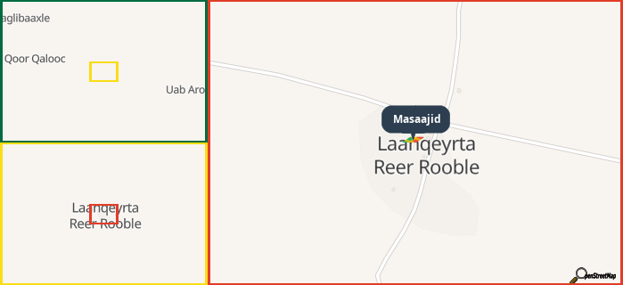 Map showing the address of Masaajid in three different zoom levels.