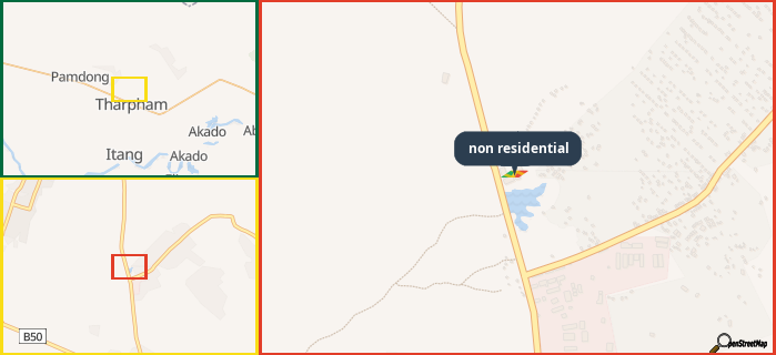 Map showing the address of non residential in three different zoom levels.