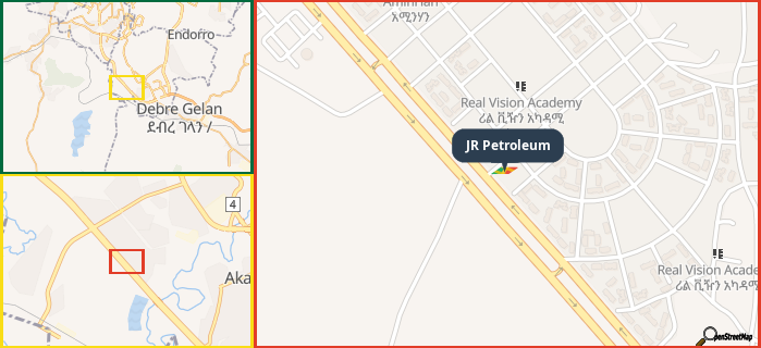 Map showing the address of JR Petroleum in three different zoom levels.