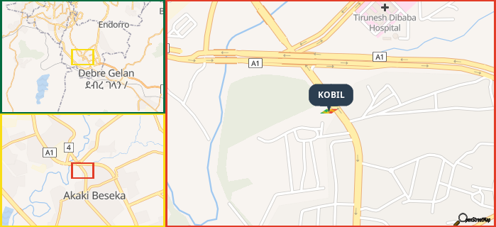 Map showing the address of KOBIL in three different zoom levels.