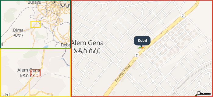 Map showing the address of Kobil in three different zoom levels.