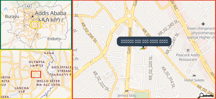 Map showing the address of الفندق قام نام مسكن فلور  in three different zoom levels.