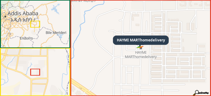 Map showing the address of HAYMI MARThomedelivery in three different zoom levels.