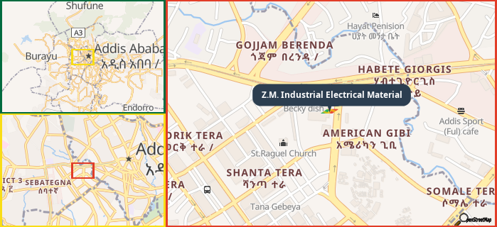 Map showing the address of Z.M. Industrial Electrical Material in three different zoom levels.