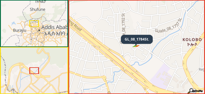 Map showing the address of GL_08_1784St. in three different zoom levels.