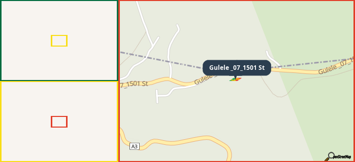 Map showing the address of Gulele _07_1501 St in three different zoom levels.