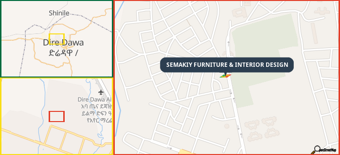 Map showing the address of SEMAKIY FURNITURE & INTERIOR DESIGN in three different zoom levels.